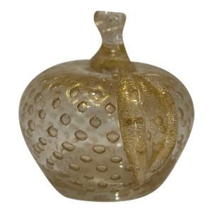 Mid 20th Century Large Archimede Seguso Murano Gold Aventurine Glass Apple Sculpture/Paperweight