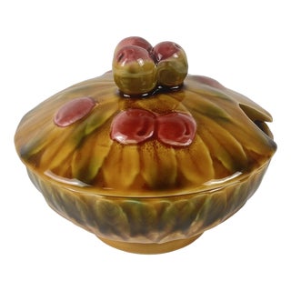 Cherry Slipware Sugar Bowl from Sarreguemines, 1970s For Sale
