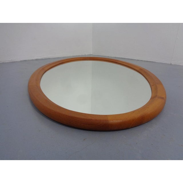 Wood Large Danish Oval 501 Mirror in Teak by Aksel Kjersgaard, 1960s For Sale - Image 7 of 14
