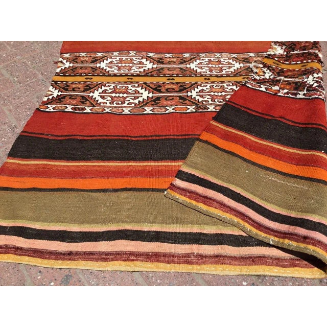 Mini Sofra Kilim Rug - 54" X 64.5" For Sale - Image 10 of 11