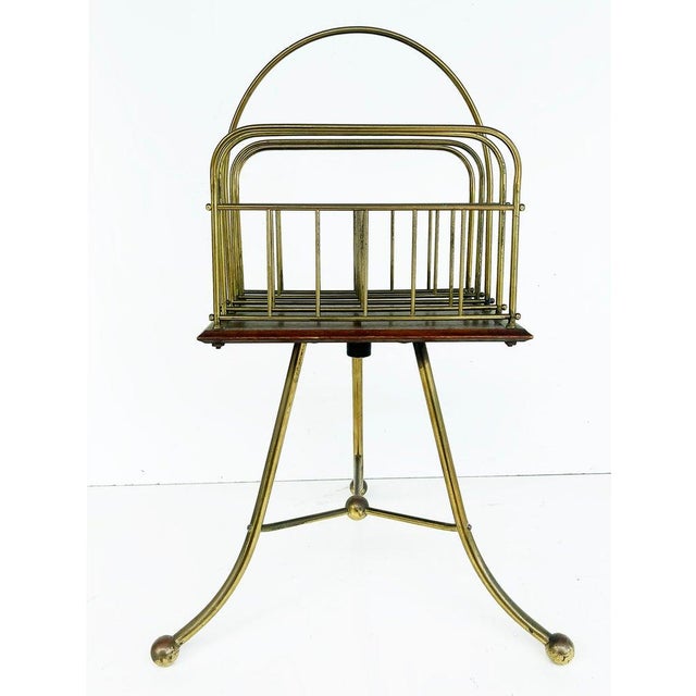 Jans of London Antique Revolving Magazine Stand in Brass and Mahogany For Sale In Miami - Image 6 of 11