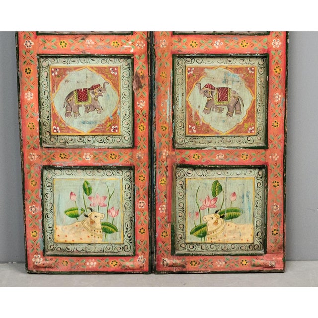 Antique Painted Indian Dog Gates Wall Hanging For Sale - Image 4 of 12