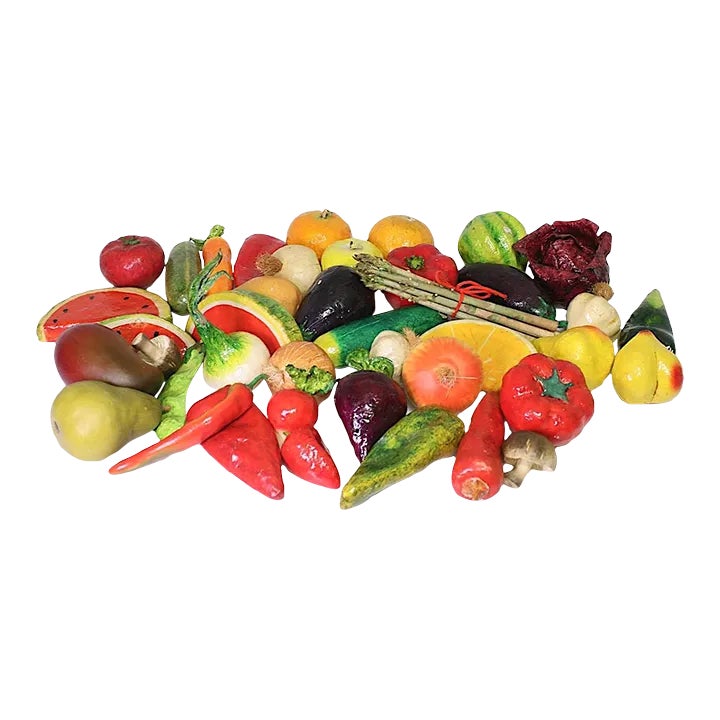 Collection of Vintage Mexican PapierMâché Hand Made Fruit & Vegetables