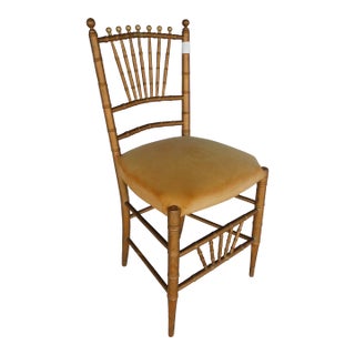 Antique Gold Painted Faux Bamboo Music Box Seat Accent Chair For Sale