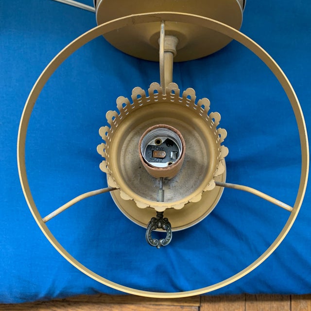 Mid-20th Painted Metal Wall Lamp With Chimney and White Hobnail Glass Shade For Sale - Image 9 of 13