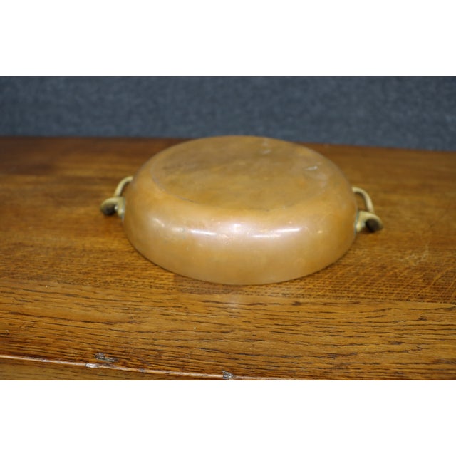 Antique Copper Gratin / Sauté Pan With Brass Handles For Sale - Image 13 of 14