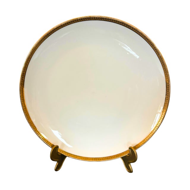 French Arès Prestige Porcelain Dinnerware Set for 12 with Hand-Gilded Gold from Raynaud Limoges, 1980s, Set of 46 For Sale - Image 3 of 11