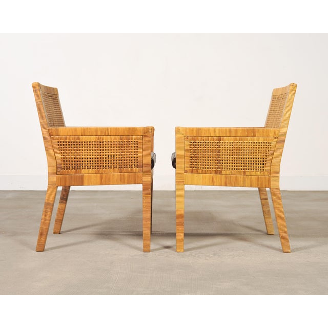 Set of Four Billy Baldwin for Bielecky Cane Dining Armchairs For Sale - Image 9 of 18