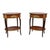 A distinguished pair of antique Louis XV style oval side tables, crafted from rich rosewood with intricate parquetry...