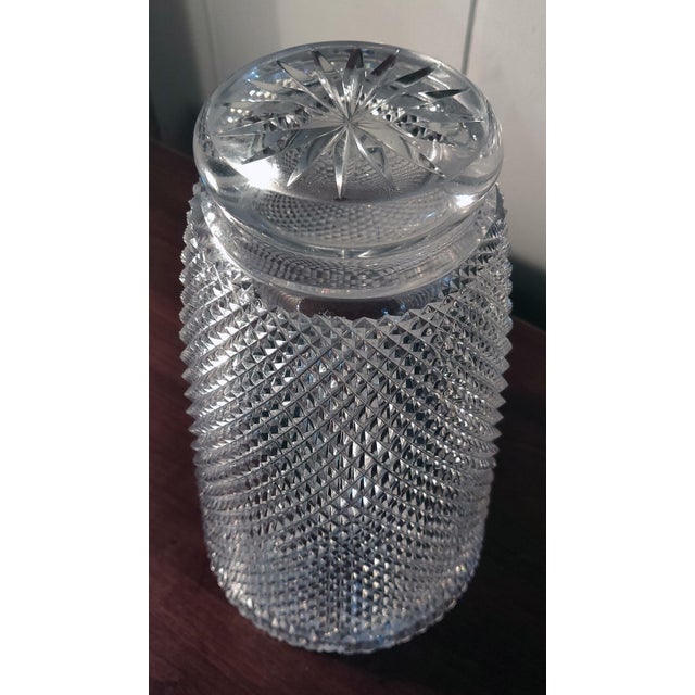 1990s Baccarat Style Micro Stacked Diamond Cut Lead Crystal Flower Vase