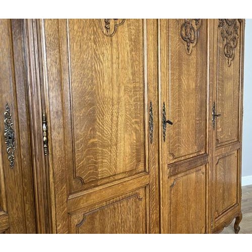 Wood Vintage French Louis XVI Style Wardrobe in Oak For Sale - Image 7 of 13