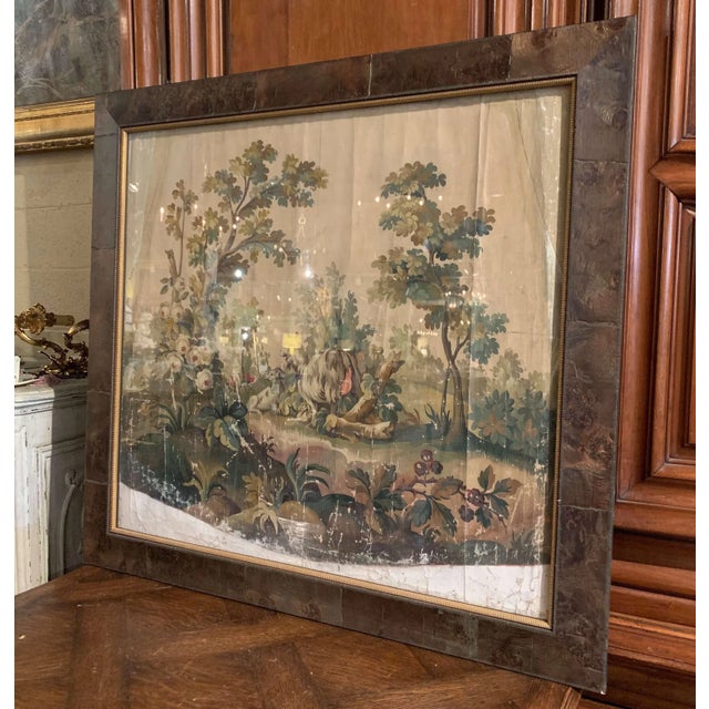 Green 18th Century French Aubusson Gouache Cartoon of Goats in Landscape For Sale - Image 8 of 11