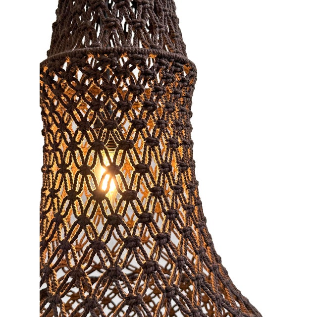 Chocolate Macrame Margo Pendant Light Large For Sale - Image 4 of 10