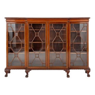 Chippendale Breakfront Bookcase Cabinet in Mahogany, 1900s For Sale