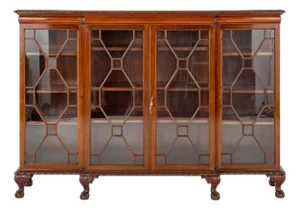 Chippendale Breakfront Bookcase Cabinet in Mahogany, 1900s