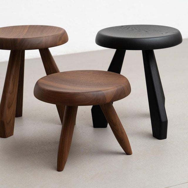 Not Yet Made - Made To Order Wood Meribel Stool by Charlotte Perriand for Cassina, Set of 3 For Sale - Image 5 of 18