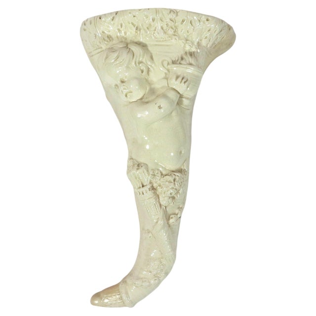 English Creamware Cornucopia Wall Pocket With a Cherub Emblematic of Autumn, Circa 1790 For Sale In Philadelphia - Image 6 of 10