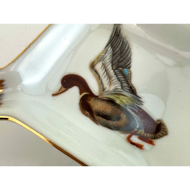 Vintage Mid-Century German Porcelain Duck Ashtray With Gilded Trim For Sale - Image 4 of 13