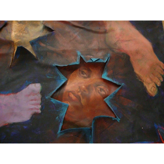 1980s Large Abstract Oil on Canvas Backdrop Painting, Unframed For Sale - Image 5 of 6