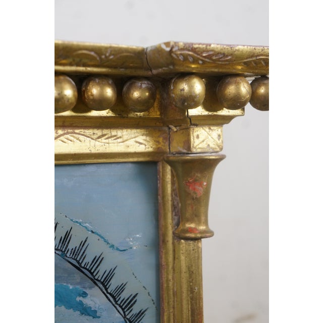 Early 20th Century Antique Federal Regency Giltwood Trumeau Eglomise Reverse Painted Pier Mirror For Sale - Image 5 of 16