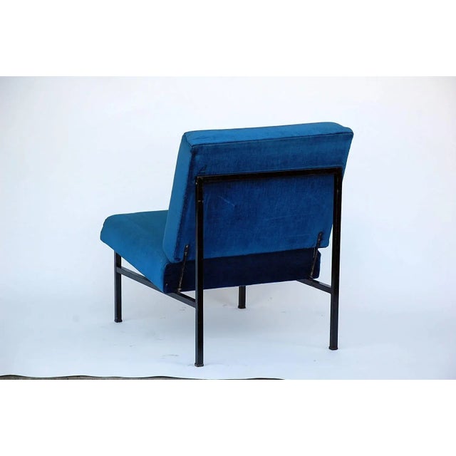 Design Frères "Déclive" Velvet and Blackened Steel Slipper Chairs- A Pair For Sale In Los Angeles - Image 6 of 9