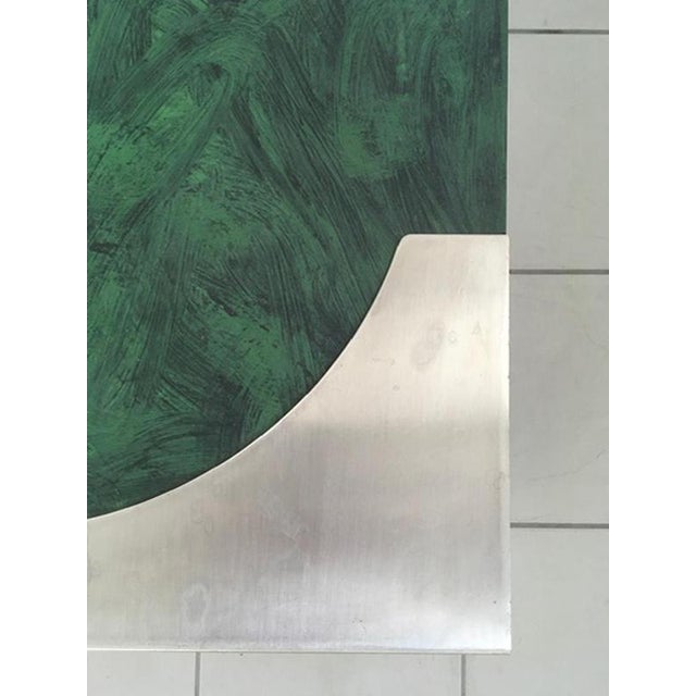 Post-Modern Green Patinated Wood and Stainless Steel Coffee Table, 1970s For Sale - Image 14 of 16