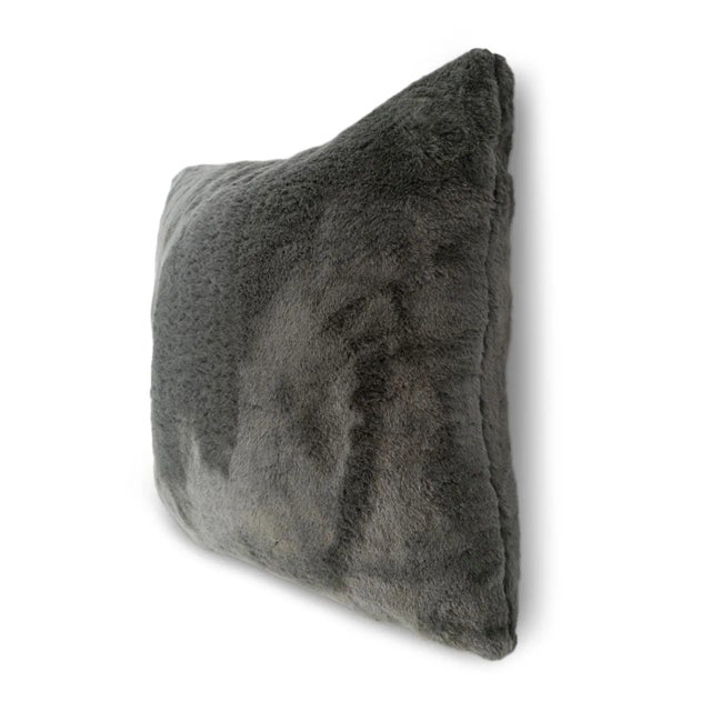 Grey rabbit faux fur pillow. Super soft with plush insert.