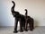 Animal Skin Vintage Safari Style Oversized Leather Elephant Sculptures With Raised Trunks – A Pair For Sale - Image 7 of 18