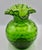 Vintage Green Coin Dot Art Glass Ruffle Top Pitcher Ribbed Handle c.1930 For Sale - Image 4 of 13