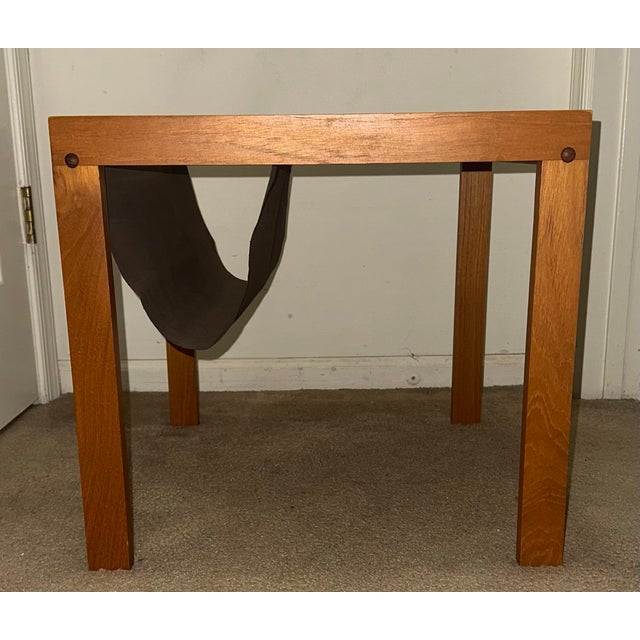 Mid-Century Modern Danish Teak & Canvas Magazine Sling Side Table by BL-Møbler For Sale - Image 10 of 12