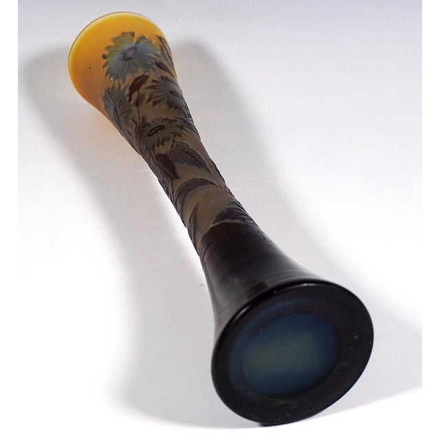 Glass Art Nouveau Cameo Vase by Emile Galle, France, 1910 For Sale - Image 7 of 8