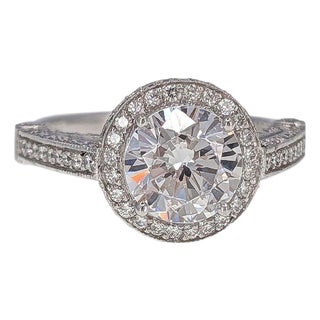 Stardust 18kw Halo Engagement Ring With Cz Center, Size 7 For Sale