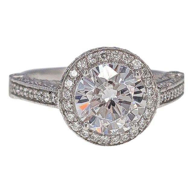Stardust 18kw Halo Engagement Ring With Cz Center, Size 7 For Sale