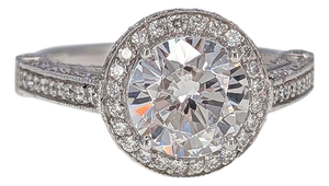 Stardust 18kw Halo Engagement Ring With Cz Center, Size 7