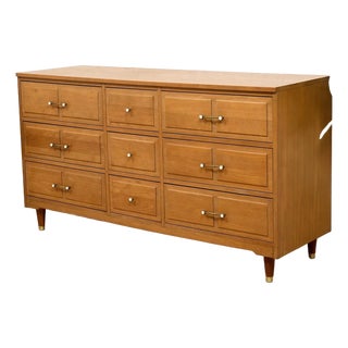 Mid 20th Century Nine Drawer Elmwood Dresser For Sale