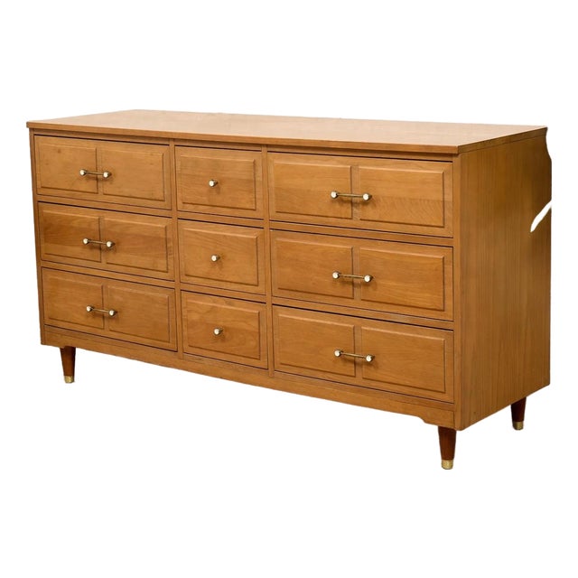 Mid 20th Century Nine Drawer Elmwood Dresser For Sale