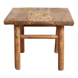 Antique Rustic Square Side Table, 1920s For Sale