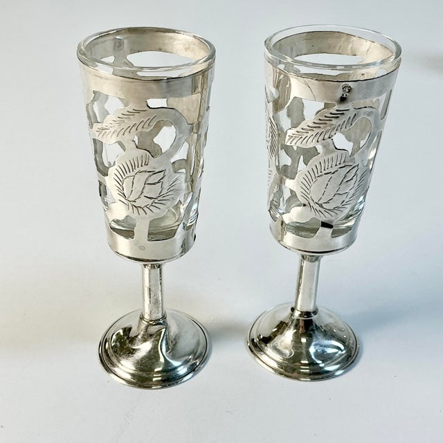 1950s Vintage Boho Chic Art Deco Mexican Antonio Pineda Sterling Silver Cordials - Set of 10 For Sale - Image 9 of 13