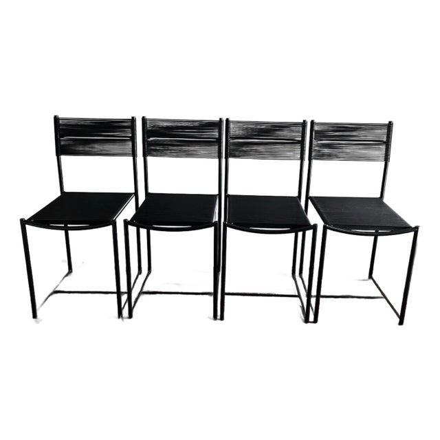 1980's Spaghetti Chairs by Belotti Marked Alias, Italy Black - Set of 4 For Sale