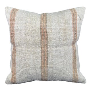 Turkish Hemp Pillow Cushion Natural Beige Rust Pillow Cushion Cover 24x24 For Sale