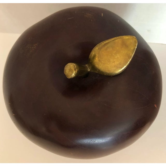 1970s Wood Apple With Solid Brass Stem For Sale - Image 5 of 7