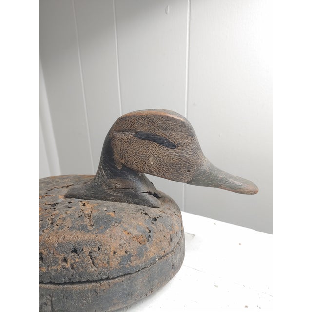 Early 20th Century Primitive Weathered Wood & Cork Duck Decoy For Sale - Image 4 of 8