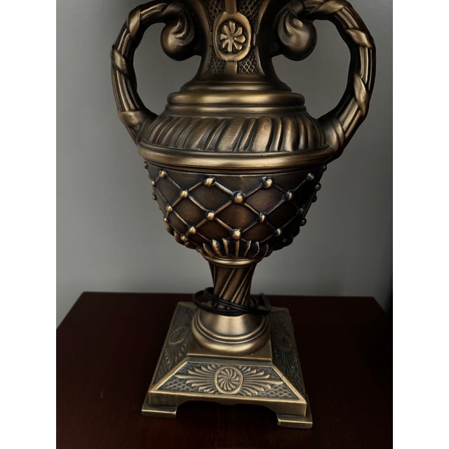 Vintage Rose Petal Tiffany Style Table Lamp With Brass Base For Sale - Image 16 of 16