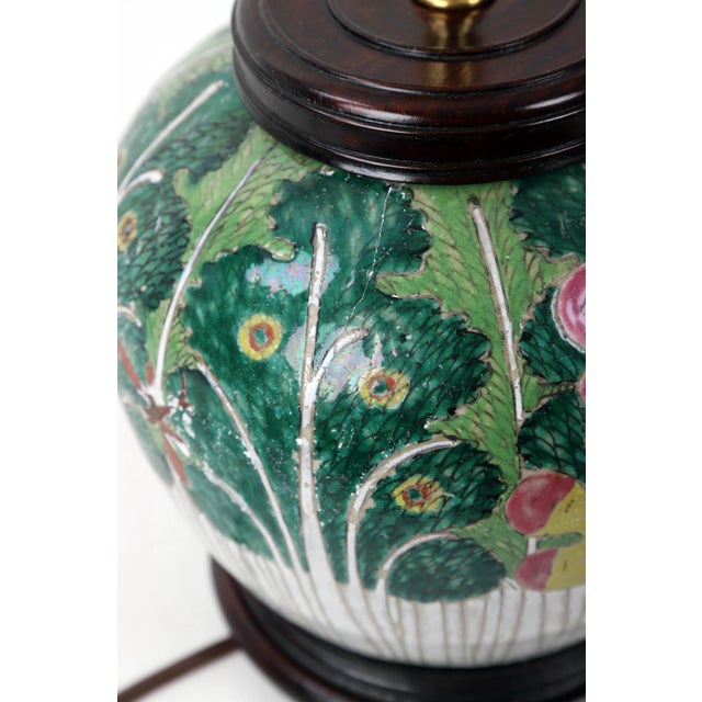 19th Century Chinese Traditional Melon-Shaped Cabbage Design Jar Lamp For Sale - Image 11 of 12