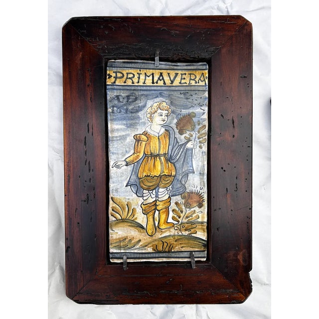 Traditional Antique Italian Hand Painted Terracotta Tiles For Sale - Image 3 of 17