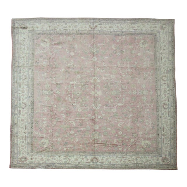 Antique Turkish Oushak Square Rug - 11'10" x 12'5" For Sale