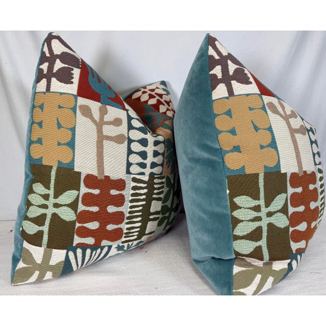 Transitional Pierre Frey "Les Feuillages" in Fantaisie 22" Pillows-a Pair For Sale - Image 3 of 4