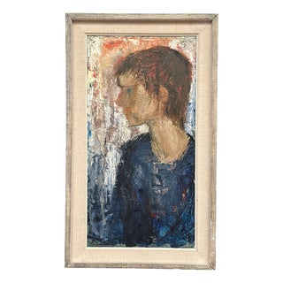 Mona Ridderstad‑Cedergren, Portrait, 1950s, Oil on Canvas, Framed For Sale