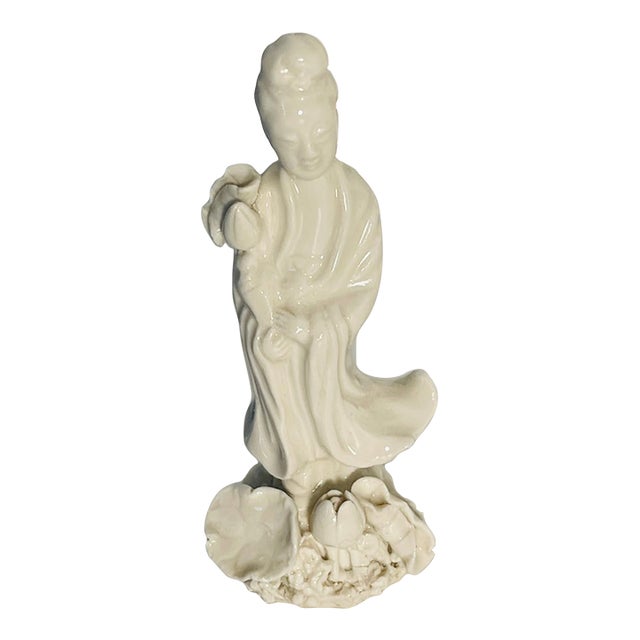 Antique Blanc De Chine 4” Quan Yin Porcelain Figurine For Sale