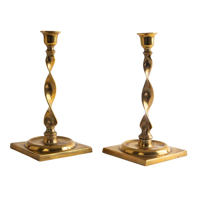 Vintage Mottahedeh Brass Candlestick Holders - a Pair For Sale